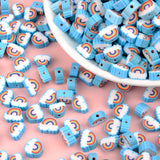 Rainbow Cloud Flower Polymer Clay Beads for Jewelry Making