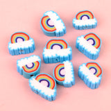 Rainbow Cloud Flower Polymer Clay Beads for Jewelry Making