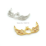 Micro Pave Clear CZ Wings & Ring Charm for DIY Necklaces