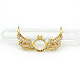 Micro Pave Clear CZ Wings & Ring Charm for DIY Necklaces