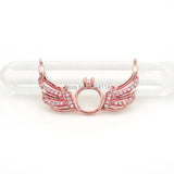 Micro Pave Clear CZ Wings & Ring Charm for DIY Necklaces