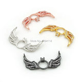 Micro Pave Clear CZ Wings & Ring Charm for DIY Necklaces