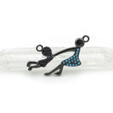 Micro Pave Kallaite&Black CZ Double Circle Charm for Necklaces