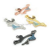 Micro Pave Kallaite&Black CZ Double Circle Charm for Necklaces