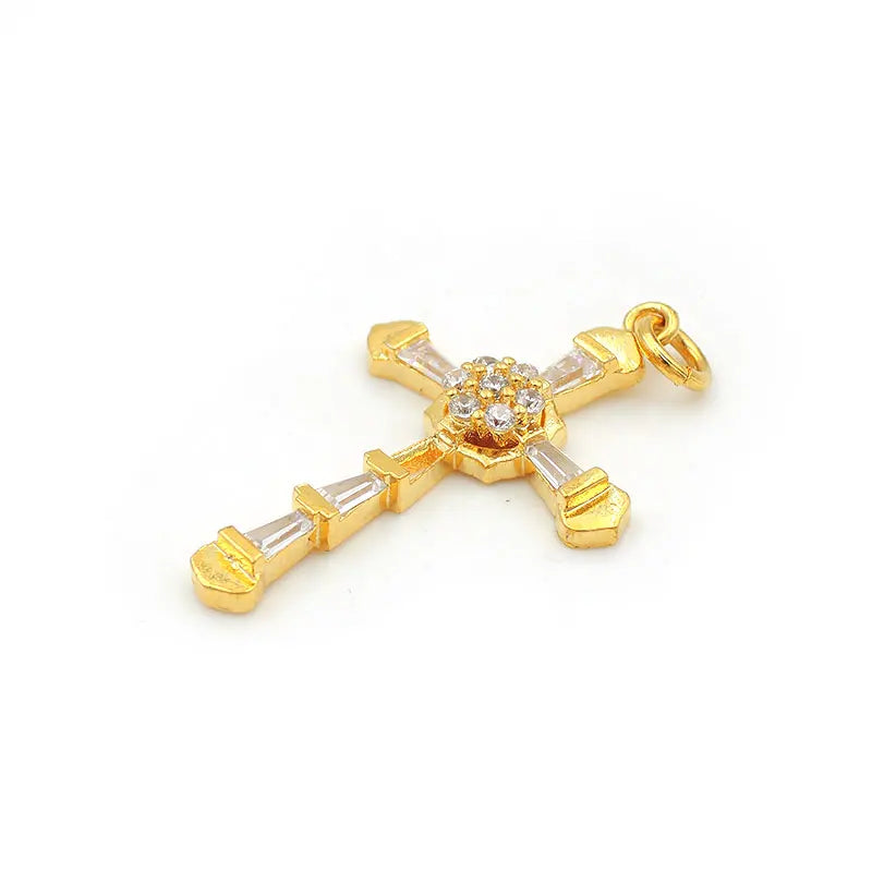 30x19x4mm Micro Pave Clear CZ Cross Charm for DIY Bracelets or Necklaces