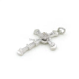 30x19x4mm Micro Pave Clear CZ Cross Charm for DIY Bracelets or Necklaces