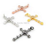 30x19x4mm Micro Pave Clear CZ Cross Charm for DIY Bracelets or Necklaces