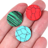 Natural Stone 6-22mm Round Flat Strips Turquoise Malachite Spacers