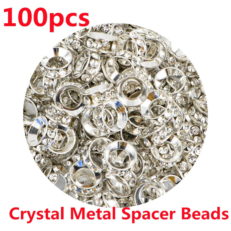 DIY Ballpoint Pen Plastic Beads/10mm Crystal Bead Metal Ring Spacer Beads