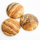 Natural Picture Stone Round Cabochons Beads, 10PCS