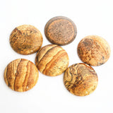 Natural Picture Stone Round Cabochons Beads, 10PCS