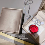 Huge Red CZ Heart of the Sea Pendant Necklace 925 Silver Micro CZ