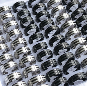Classic Stainless Steel Rings Retro Men's Wedding Jewelry (30/36/50 pcs/lot)