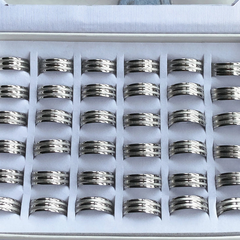 Classic Stainless Steel Rings Retro Men's Wedding Jewelry (30/36/50 pcs/lot)