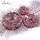30-50mm Donut Rings Lepidolite Purple Stone Beads DIY Jewelry Making