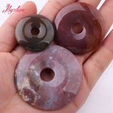 Natural Donut Indian Agates Stone Beads for DIY Accessories Charms Pendant