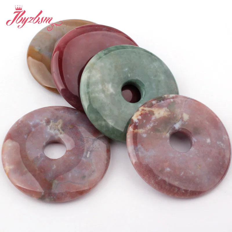 Natural Donut Indian Agates Stone Beads for DIY Accessories Charms Pendant