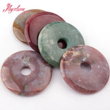 Natural Donut Indian Agates Stone Beads for DIY Accessories Charms Pendant