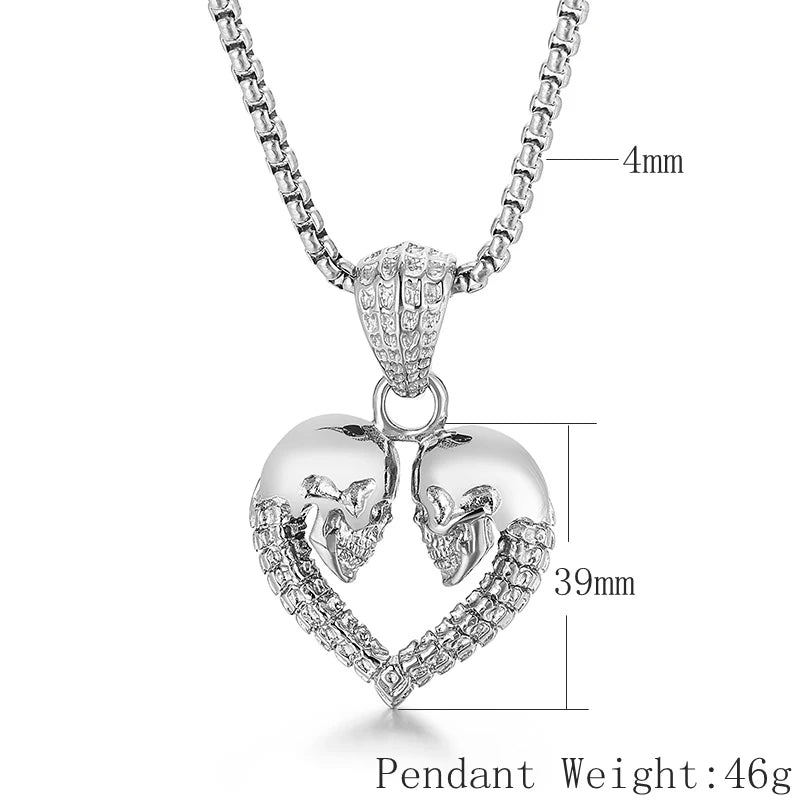 30/40mm Gold/Silver Skull Pendant Necklace Stainless Steel 316L Halloween Gift