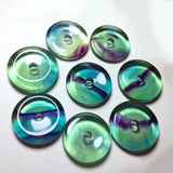 Natural Fluorite Beads Circle Donuts Purple & Green Rainbow Beads