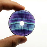 Natural Fluorite Beads Circle Donuts Purple & Green Rainbow Beads