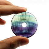Natural Fluorite Beads Circle Donuts Purple & Green Rainbow Beads