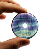 Natural Fluorite Beads Circle Donuts Purple & Green Rainbow Beads