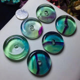Natural Fluorite Beads Circle Donuts Purple & Green Rainbow Beads