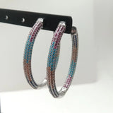 Plated Oval CZ Micro Pave Hoop Earrings Wedding Party Jewelry