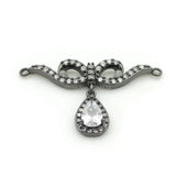 Micro Pave Clear CZ Bowknot With Drop Necklace Accessory Charm