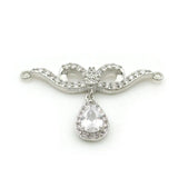 Micro Pave Clear CZ Bowknot With Drop Necklace Accessory Charm