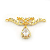 Micro Pave Clear CZ Bowknot With Drop Necklace Accessory Charm