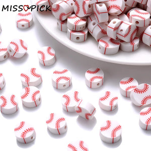 Mixed Baseball Polymer Clay Beads Red Loose Beads For Jewelry Making