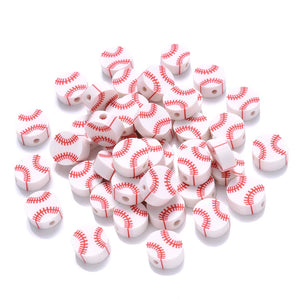 10mm Baseball Spacer Beads Flat Round Sports Supplies for Jewelry Making DIY