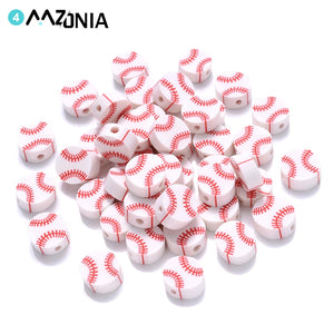 10mm Baseball Spacer Beads Flat Round Sports Supplies for Jewelry Making DIY