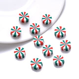 10mm Colorful Stripe Beads Flat Round Circus Loose Spacer Beads