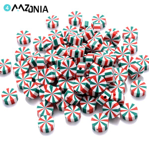 10mm Colorful Stripe Beads Flat Round Circus Loose Spacer Beads