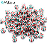 10mm Colorful Stripe Beads Flat Round Circus Loose Spacer Beads