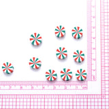 10mm Colorful Stripe Beads Flat Round Circus Loose Spacer Beads