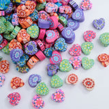 10mm Heart Flower Pattern Beads Polymer Clay Spacer Jewelry Making DIY