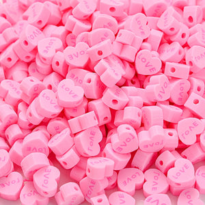 Pink Heart Love Polymer Clay Beads Spacer Loose Bead Jewelry Making DIY