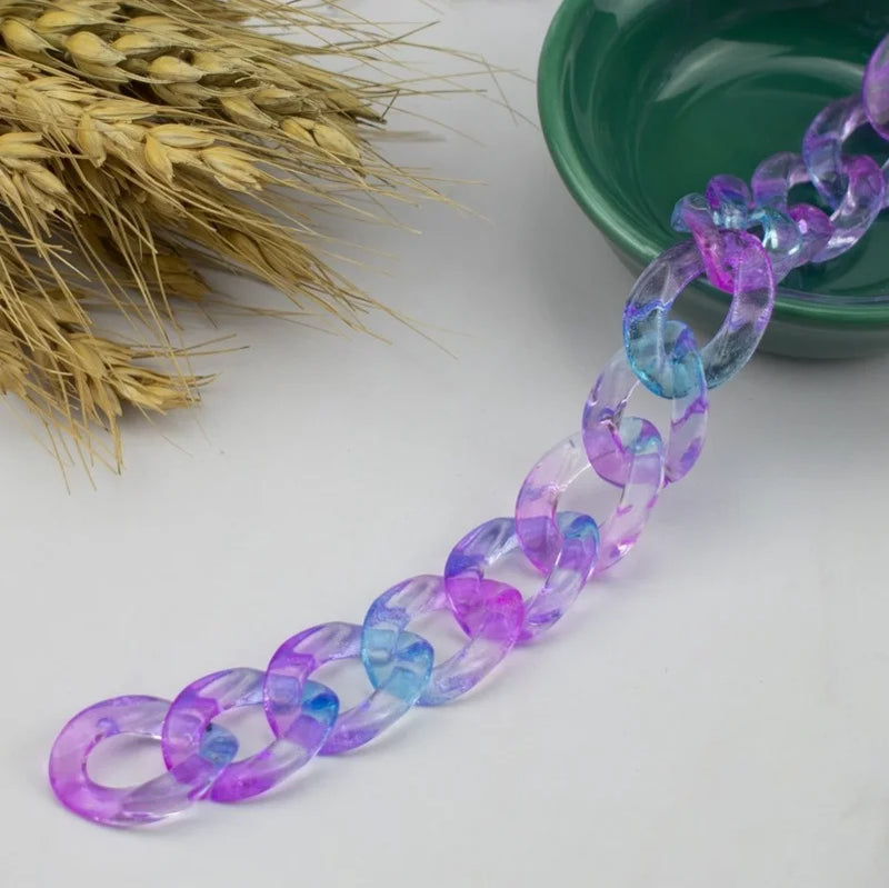 30/50PCS Gradient Twisted Chain Beads Transparent Acrylic DIY Accessories