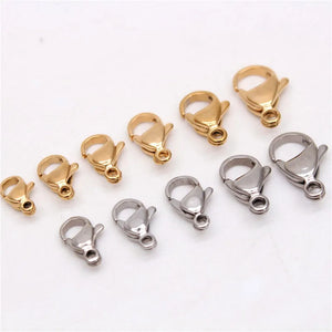 30-50Pcs 304 Stainless Steel Lobster Clasps for DIY Jewelry Making Findings