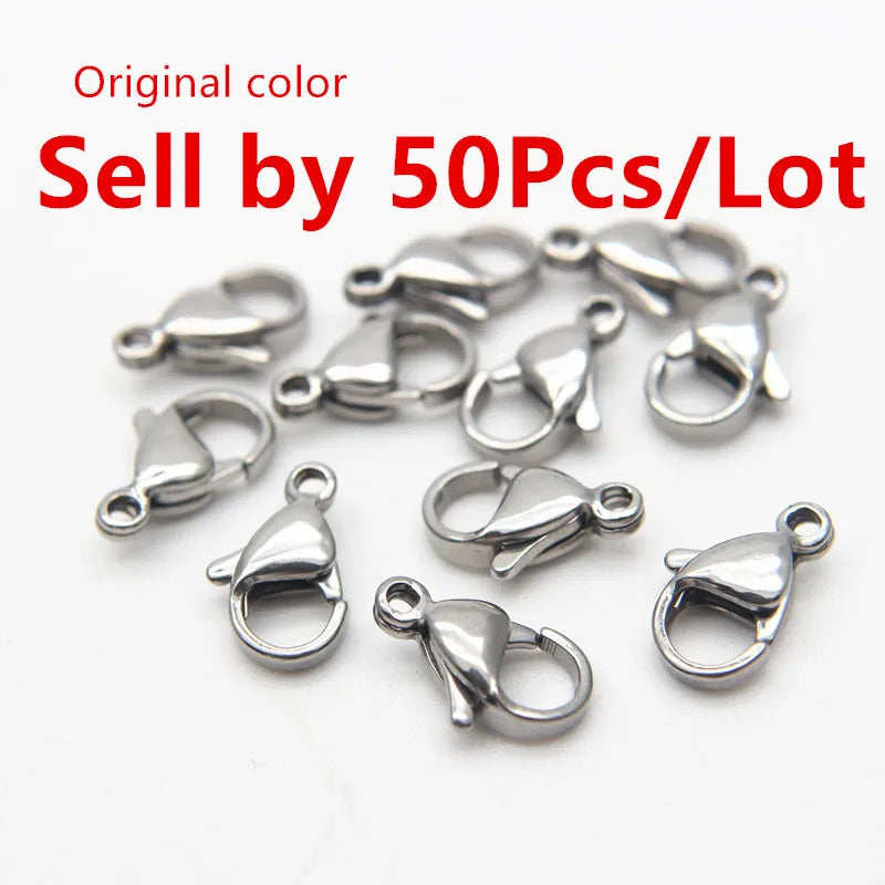 30-50Pcs 304 Stainless Steel Lobster Clasps for DIY Jewelry Making Findings