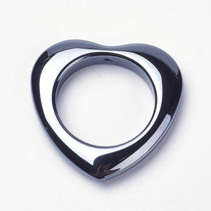 30~50Pcs Non-Magnetic Synthetic Hematite Triangle Heart Ring Pendants
