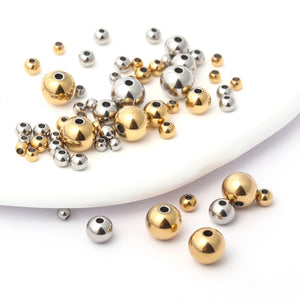 30-50pc Steel Stainless Steel 3-8mm Charms Round Loose Beads Spacer DIY