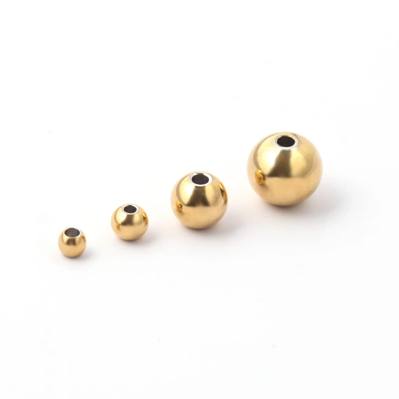 30-50pc Steel Stainless Steel 3-8mm Charms Round Loose Beads Spacer DIY