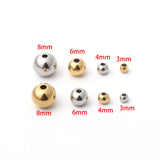 30-50pc Steel Stainless Steel 3-8mm Charms Round Loose Beads Spacer DIY