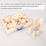 30/50pcs Painted Wooden Figure Wooden Peg Dolls 35-65mm Decorative DIY Doll