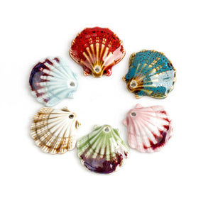 Colorful Scallop Ceramic Pendant Porcelain Jewelry for Necklace